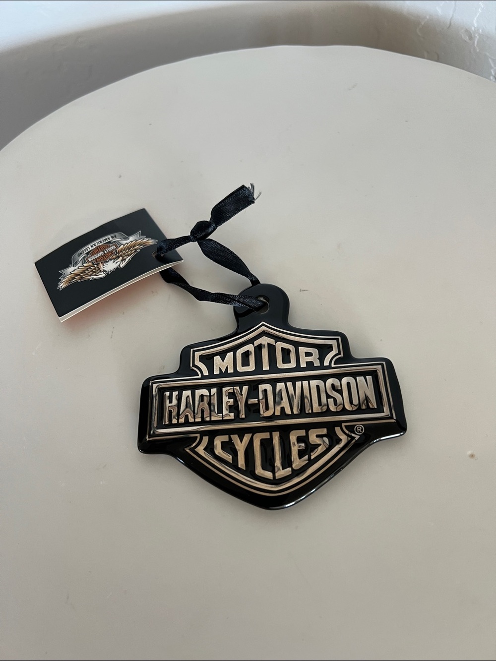 Harley-Davidson Black and Gold Shield Logo Ornament